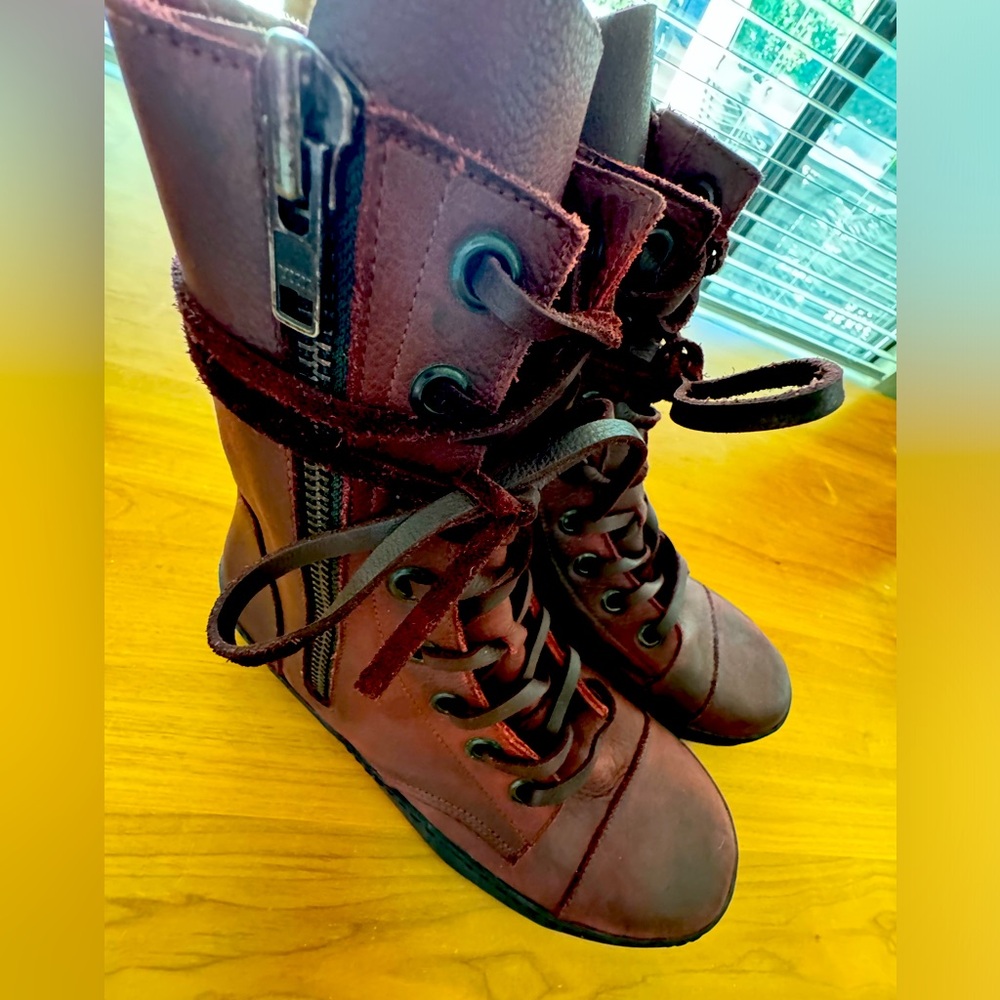 BLAMO Heathen Men’s 9 soft leather high tops zip tire soles handmade Indonesia